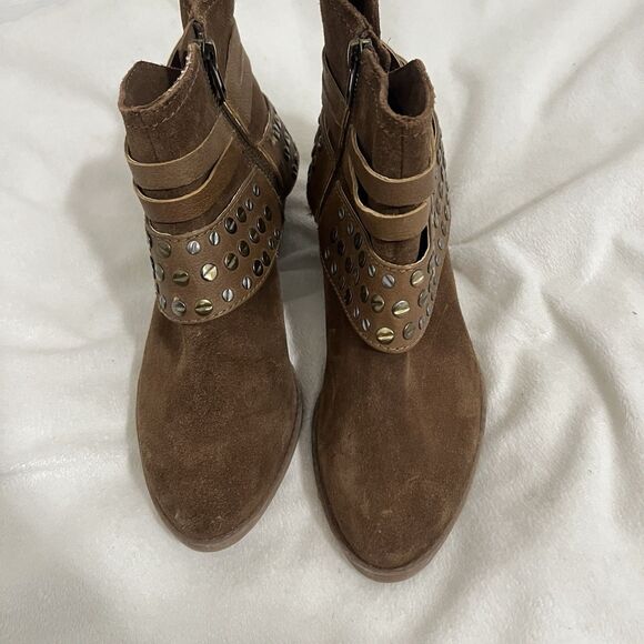 Naughty Monkey Crimson Boots Size 7.5 Brown Leather Studded Straps Western Boho - Picture 4 of 9